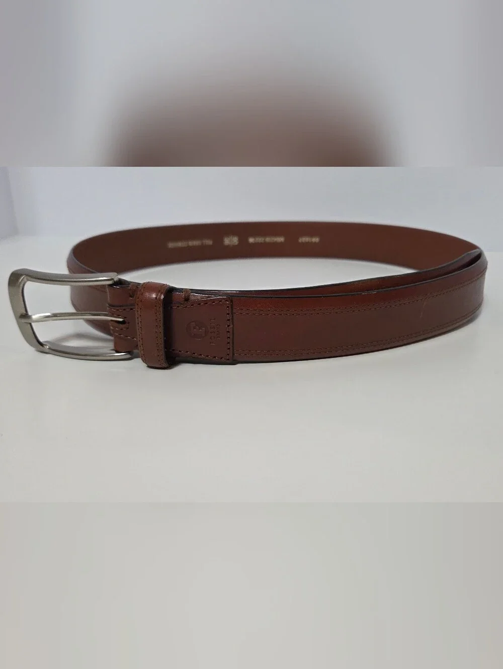 Fossil Men's Brown Leather Belt with Silver Buckle